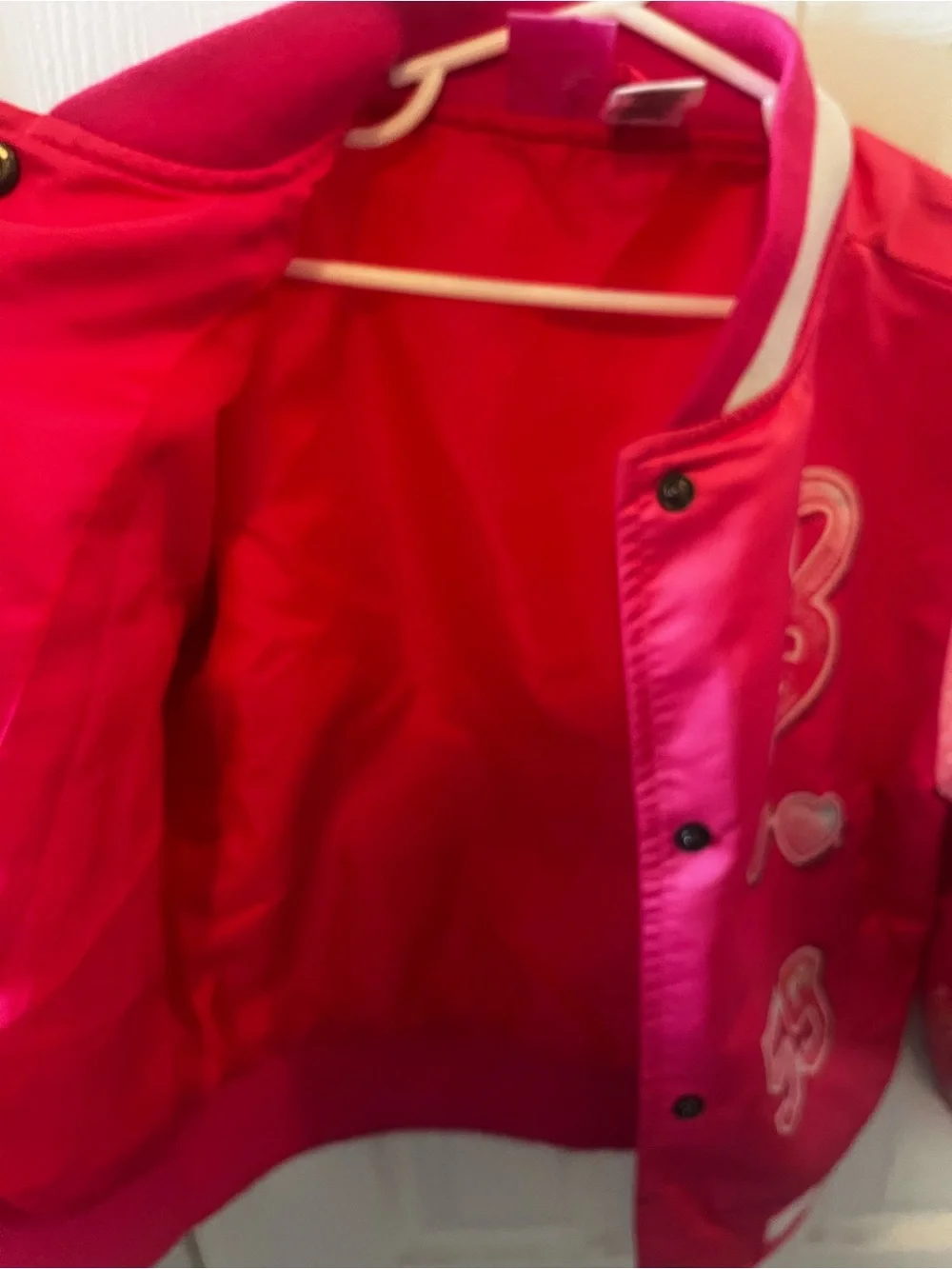 Barbie Bright Pink Sequin-Effect Logo Bomber Jacket